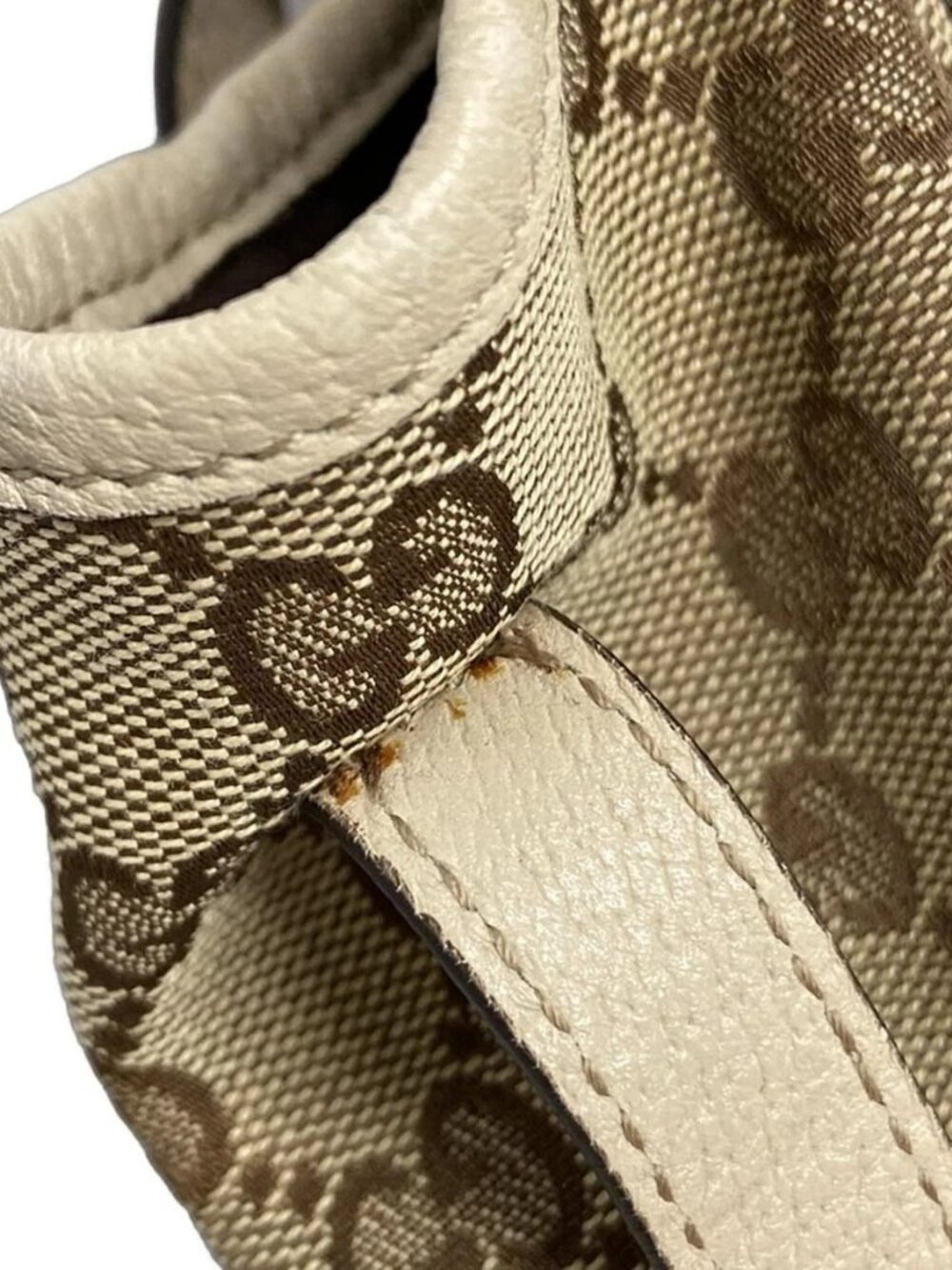 GUCCI Abbey, GG pattern 130736 Beige Dark Brown Cream Jacquard Leather Tote Bag - Picture 11 of 16